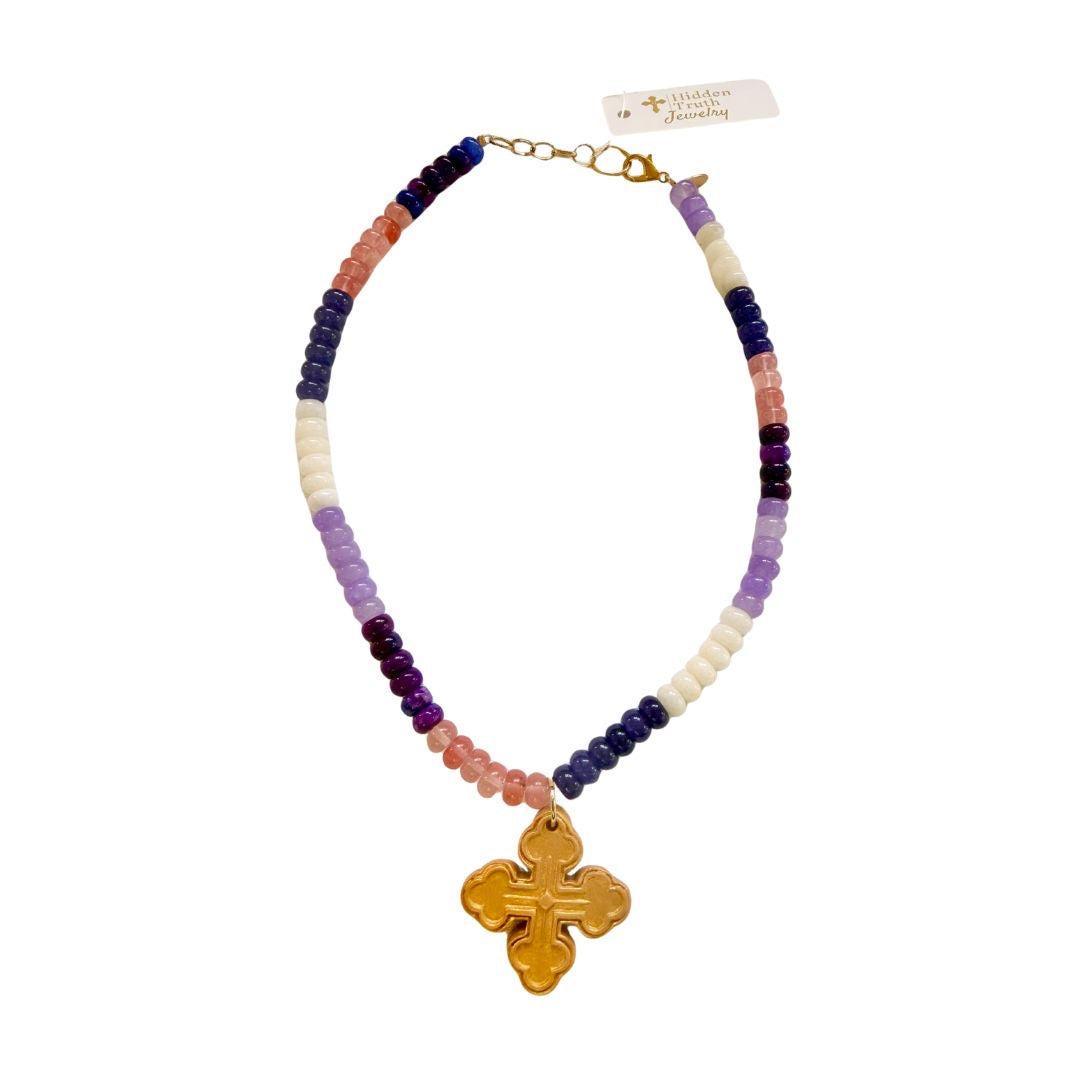 18" Multi Purple Rondelles with Megan Cross