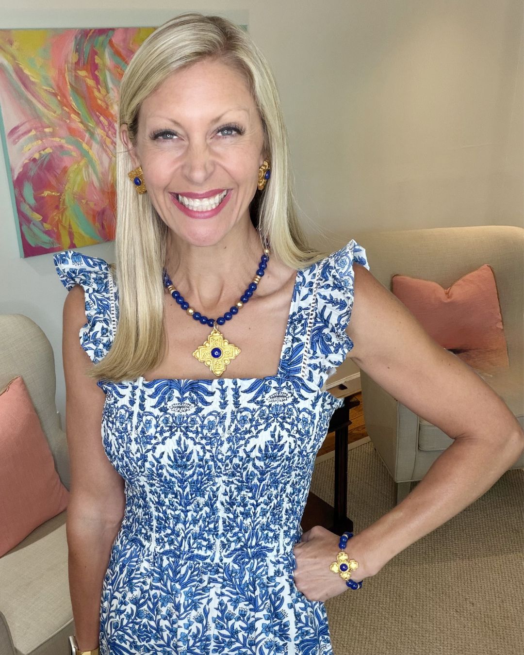 Lapis with Becky Cross Gem Bracelet