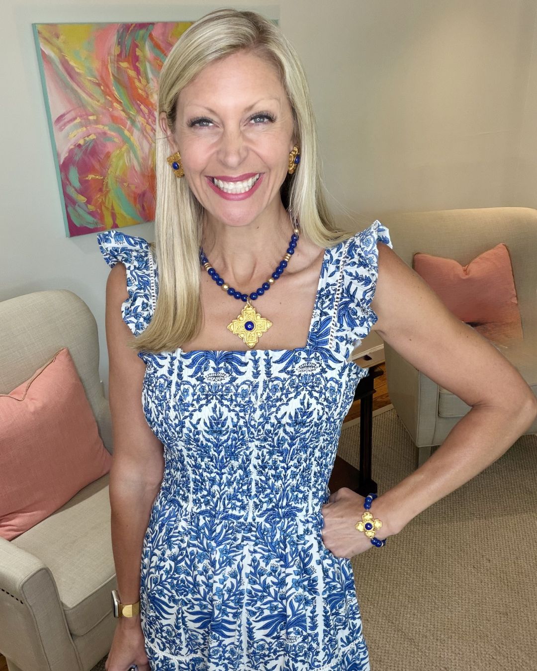 Lapis with Becky Cross Gem Bracelet