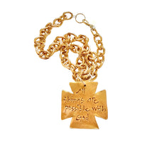 Gold Chain with Grace Pearl Cross