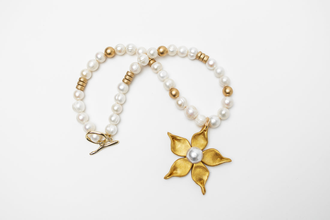 Freshwater Pearls with Pearl Stargazer Lily