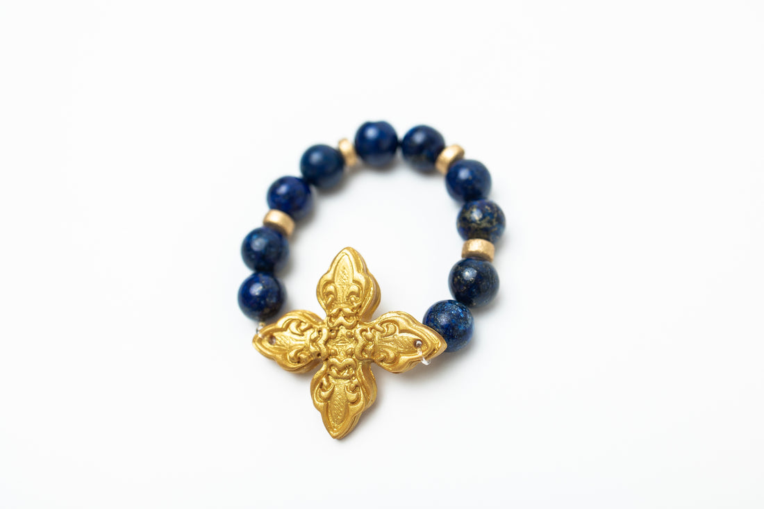 Lapis Lazuli with Kait Cross Bracelet