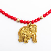 Red Jade Chain with Small Bulldog