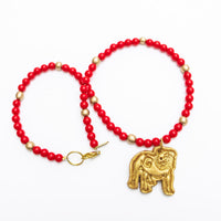 Red Jade Chain with Small Bulldog