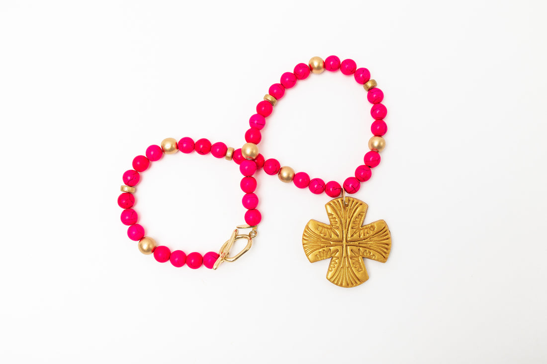 Hot Pink Jade with Martha Cross
