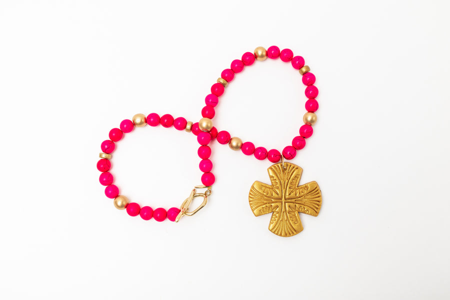 Hot Pink Jade with Martha Cross