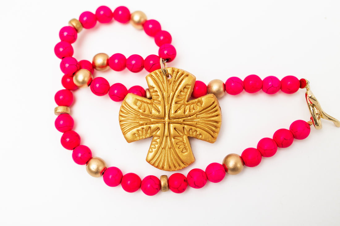 Hot Pink Jade with Martha Cross