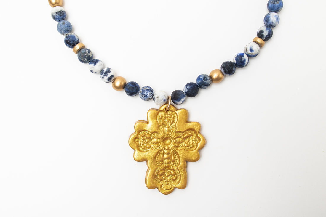 Blue Sodalite with Cherrie Cross