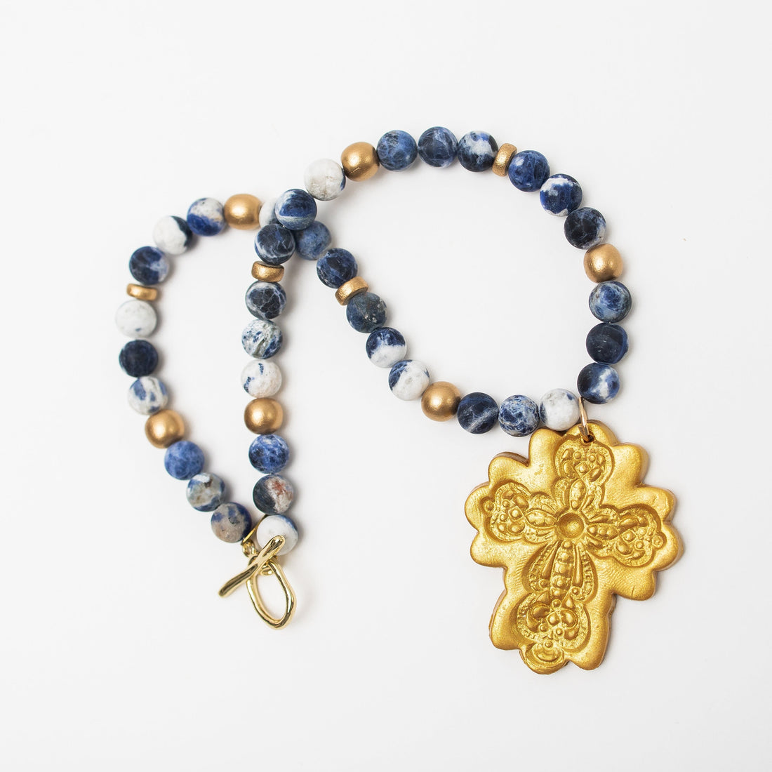 Blue Sodalite with Cherrie Cross