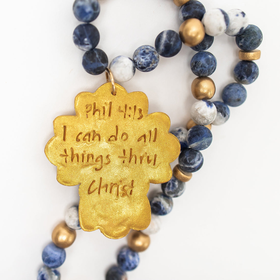 Blue Sodalite with Cherrie Cross
