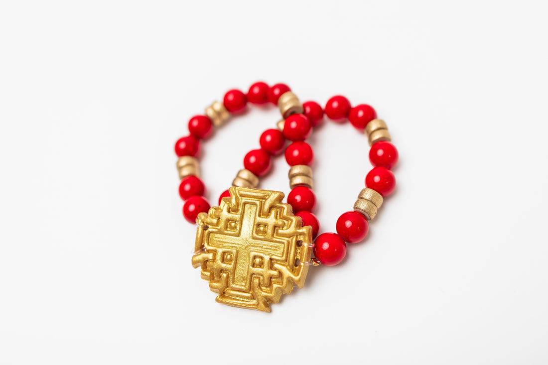Red Jade with Jerusalem Bracelet