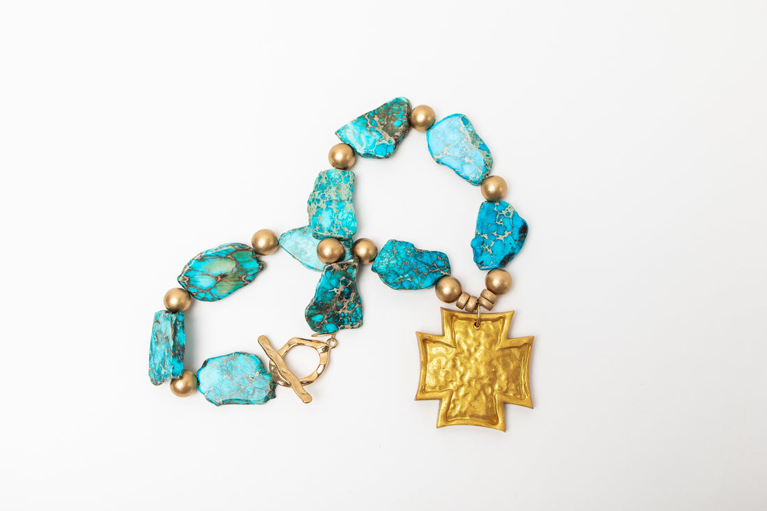 Turquoise Sea Jasper Nuggets with Neal Cross
