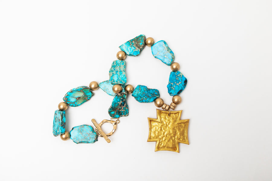 Turquoise Sea Jasper Nuggets with Neal Cross
