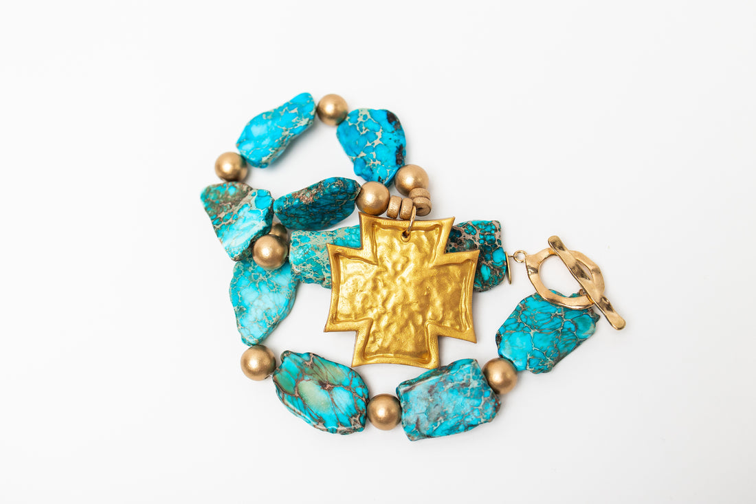 Turquoise Sea Jasper Nuggets with Neal Cross