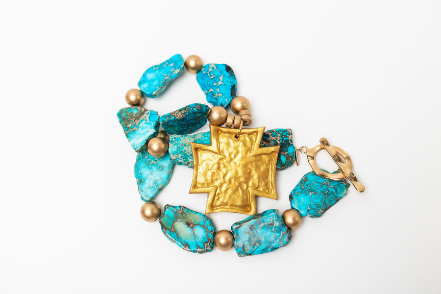 Turquoise Sea Jasper Nuggets with Neal Cross