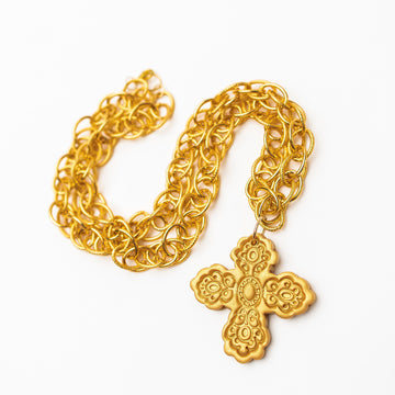 34" Double Gold Chain with Susie Cross