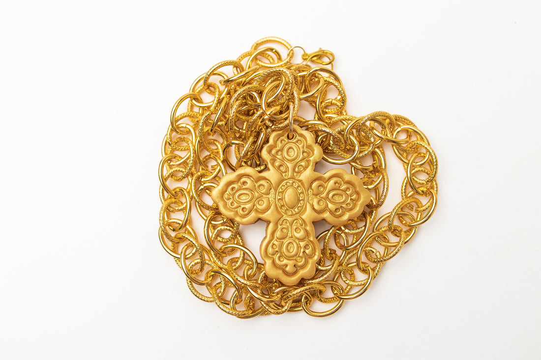 34" Double Gold Chain with Susie Cross