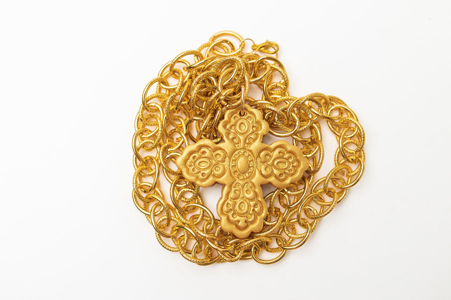 34" Double Gold Chain with Susie Cross