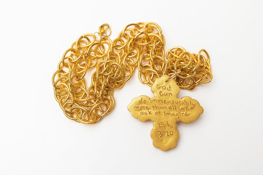 34" Double Gold Chain with Susie Cross