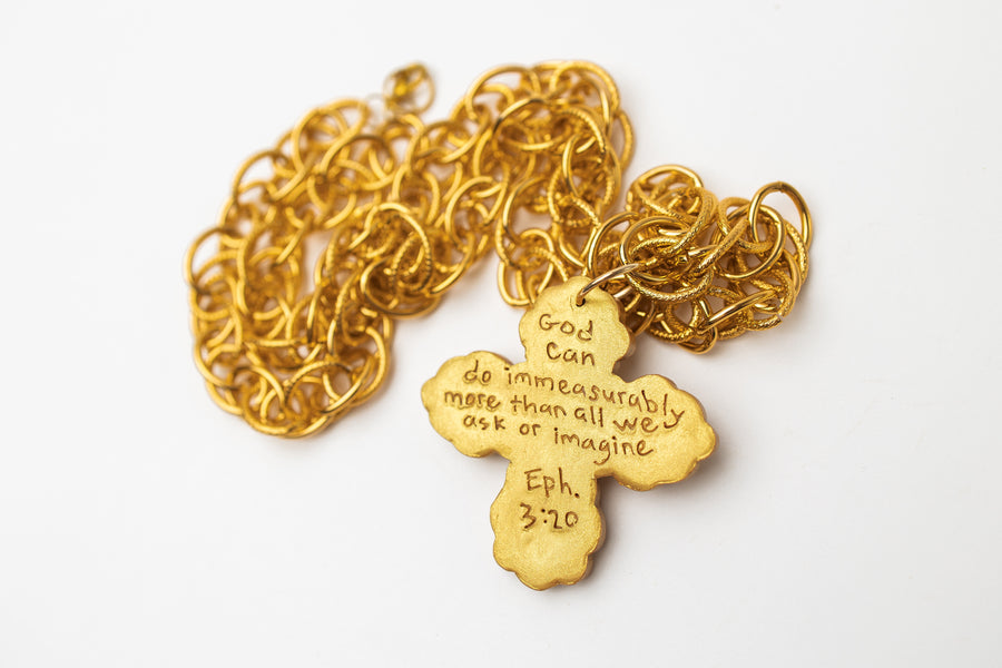 34" Double Gold Chain with Susie Cross