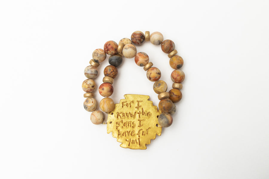 Crazy Lace Agate with Jerusalem Cross