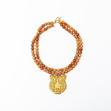 Orange Sea Jasper Double with Tiger
