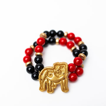 Red and Black Double Jade with Bulldog