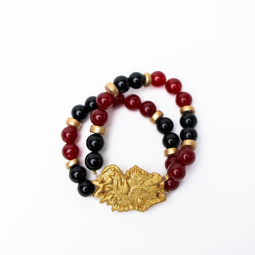 Garnet and Black Double Jade with Gamecock