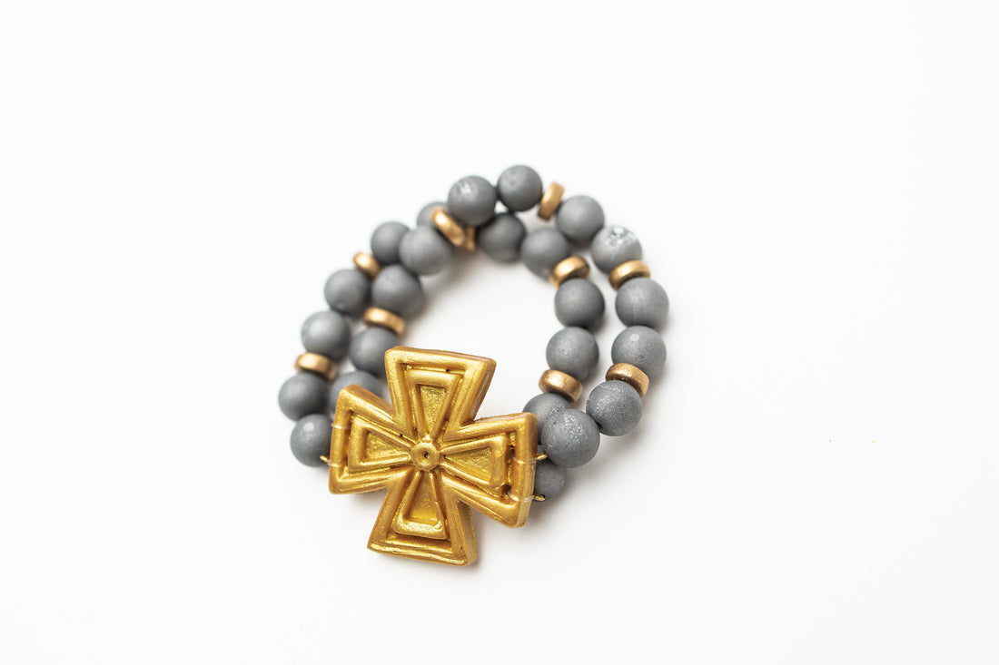 Silver Druzy Double with Anna Cross