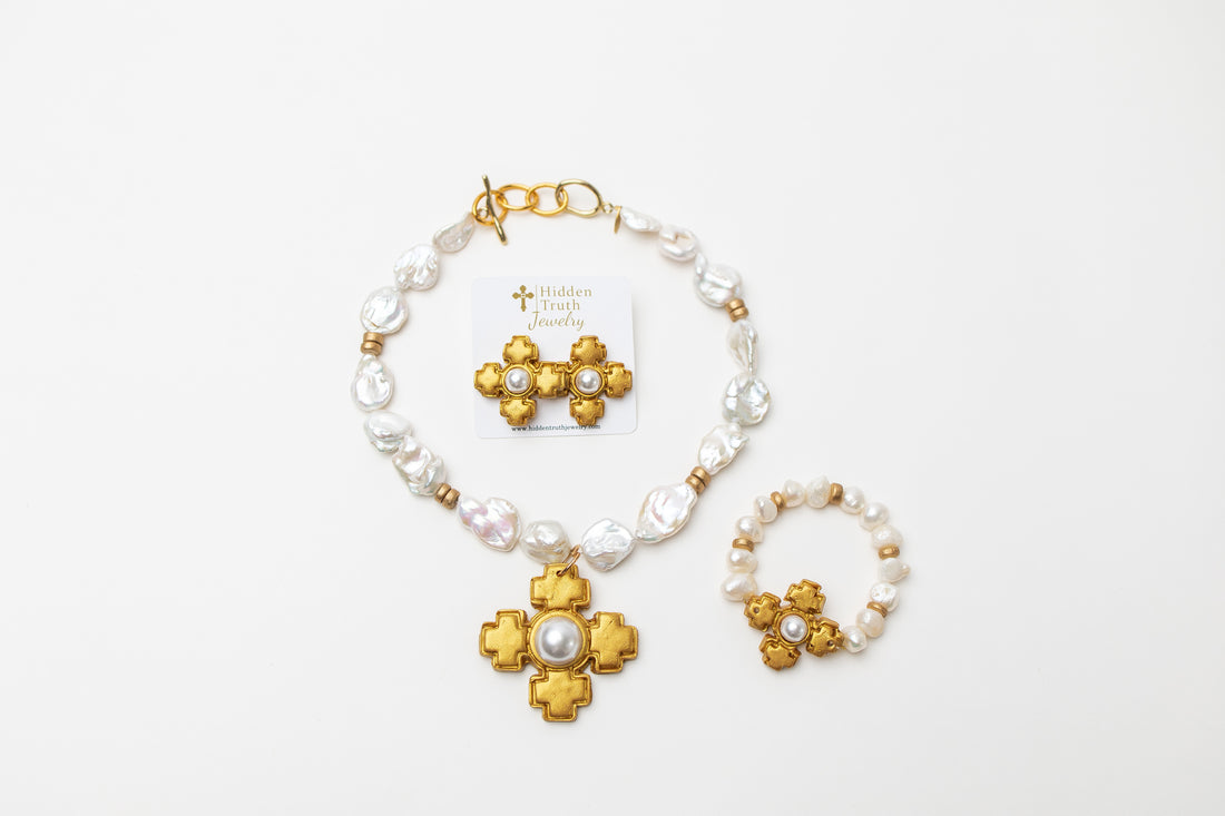 16-18" Baroque Pearls with Becky Pearl Cross