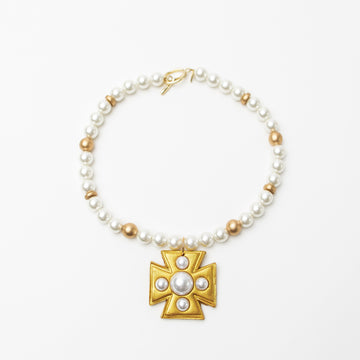 18" Pearls with 5 Pearl Cross