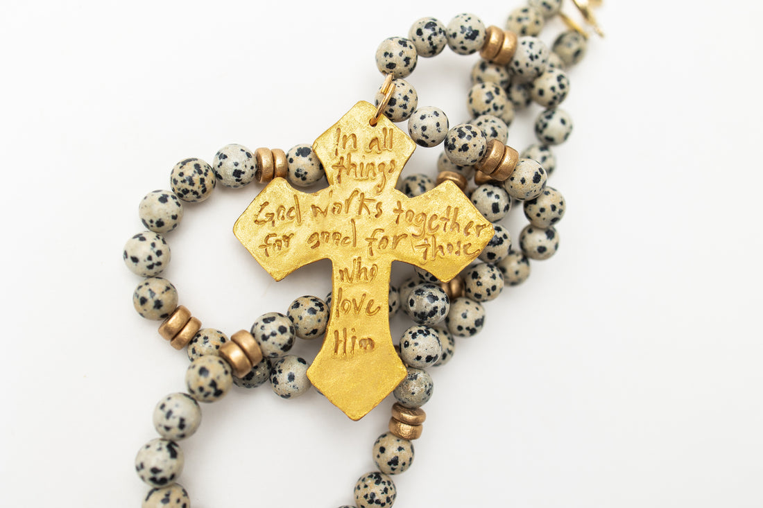 34" Dalmatian Jasper with Cami Cross