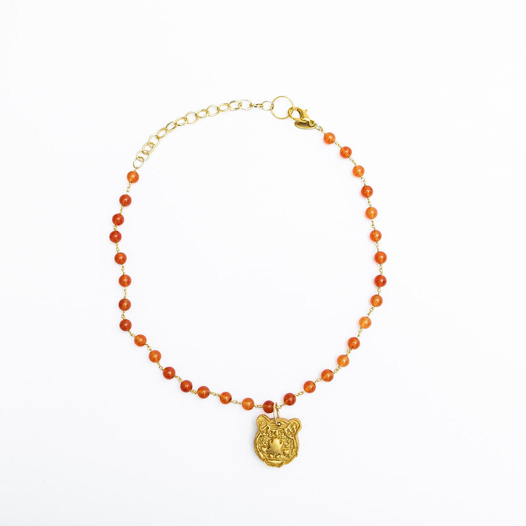 Dark Orange with Small Tiger Face