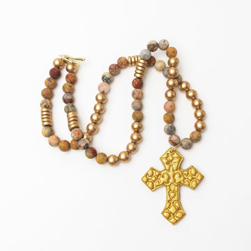 34" Crazy Lace Agate with Cami Cross