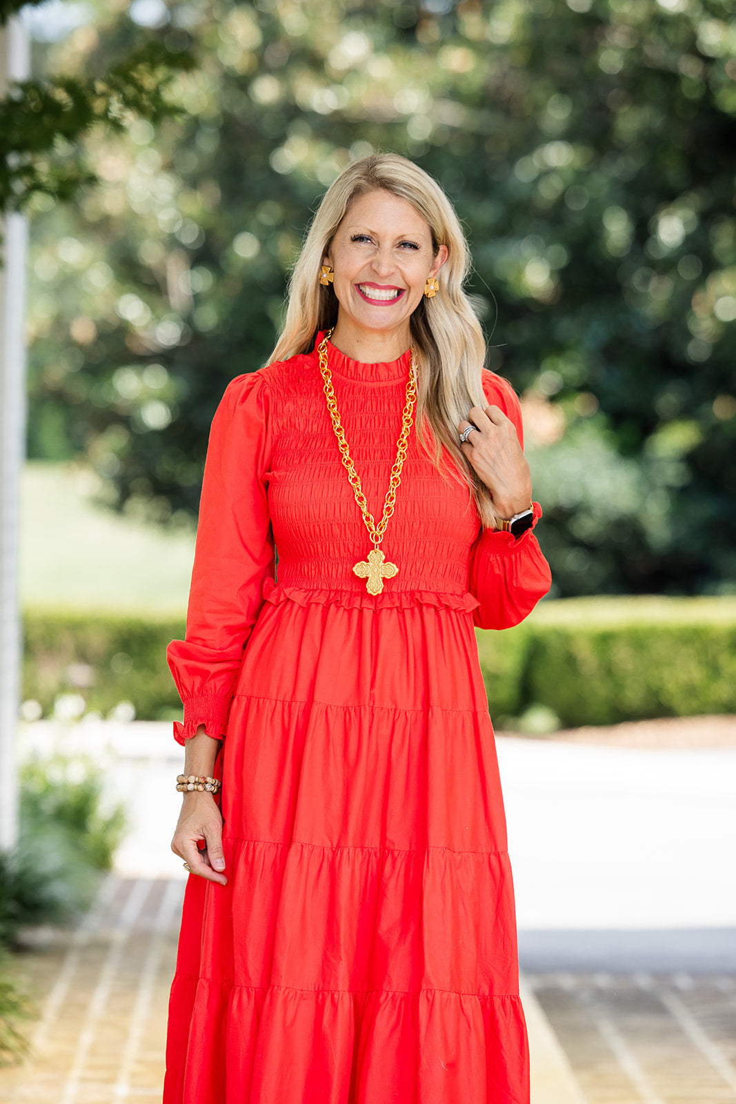 34" Double Gold Chain with Susie Cross