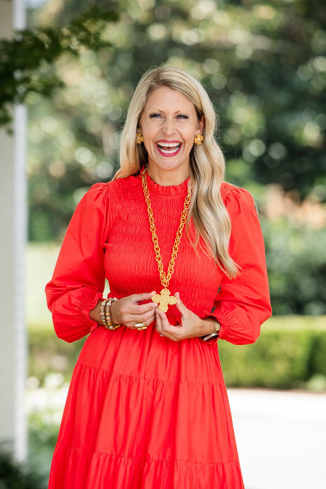 34" Double Gold Chain with Susie Cross