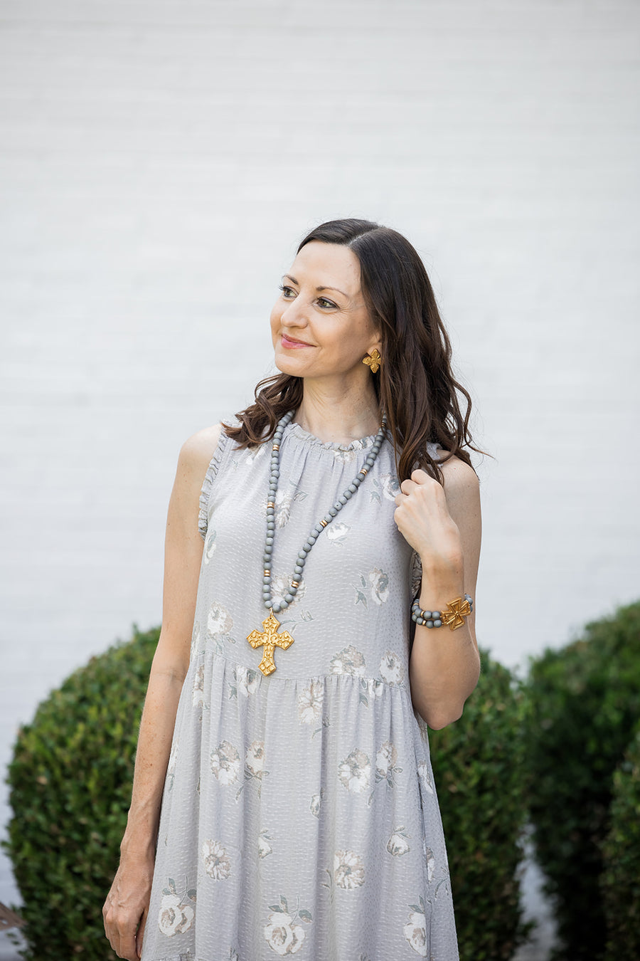 34" Silver Druzy Agate with Cami Cross