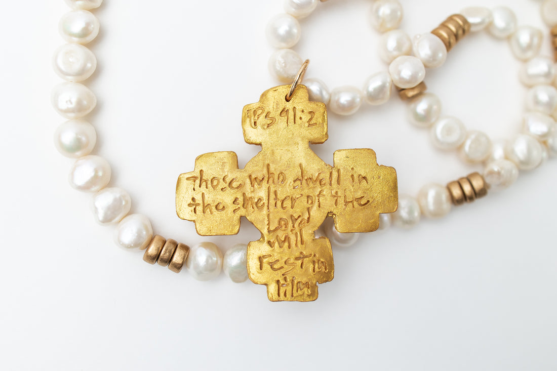 34" Fresh Water Pearls with Becky Pearl Cross