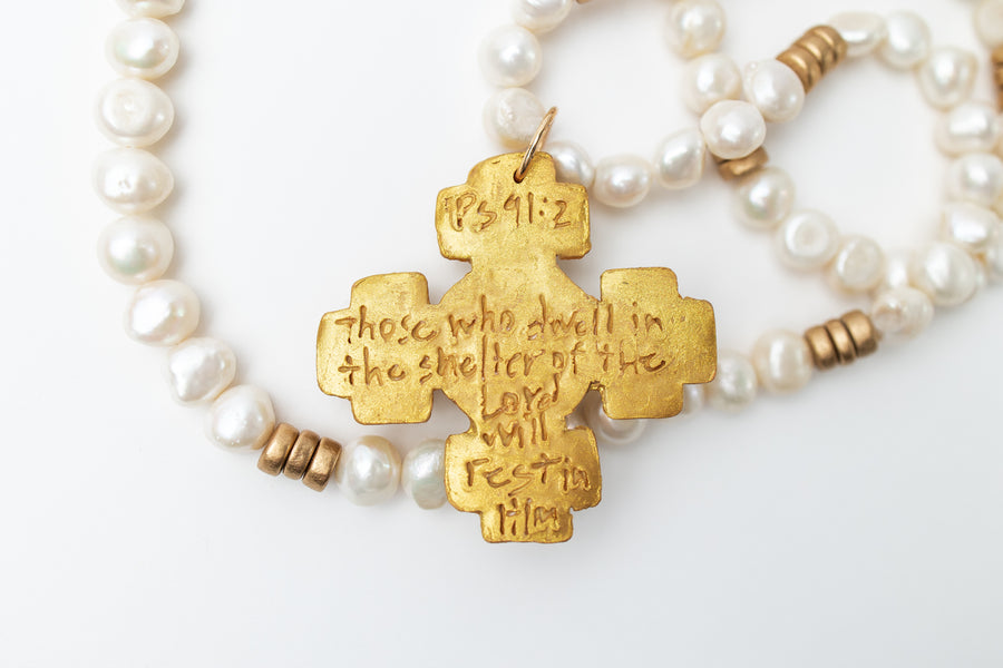 34" Fresh Water Pearls with Becky Pearl Cross