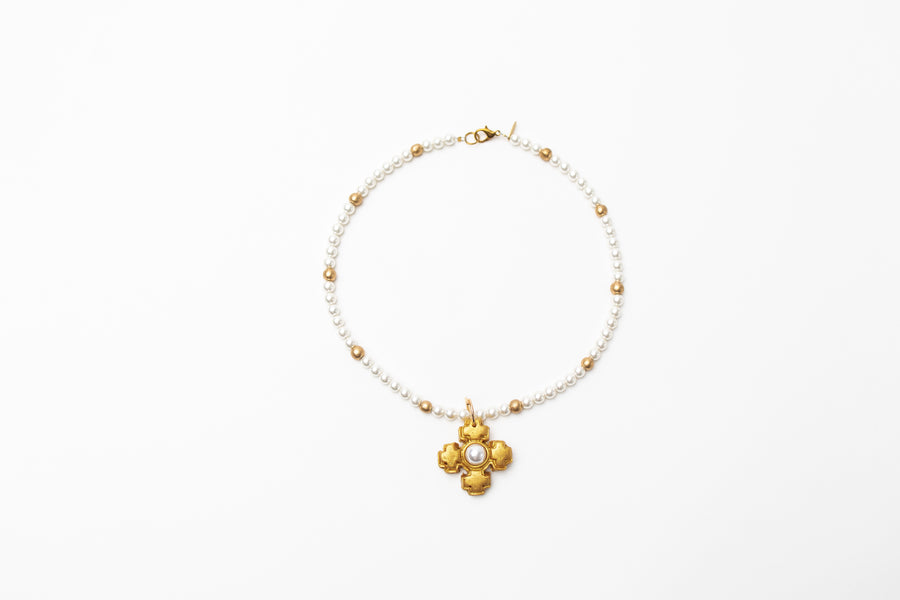 18" Pearls with Small Becky Pearl Cross