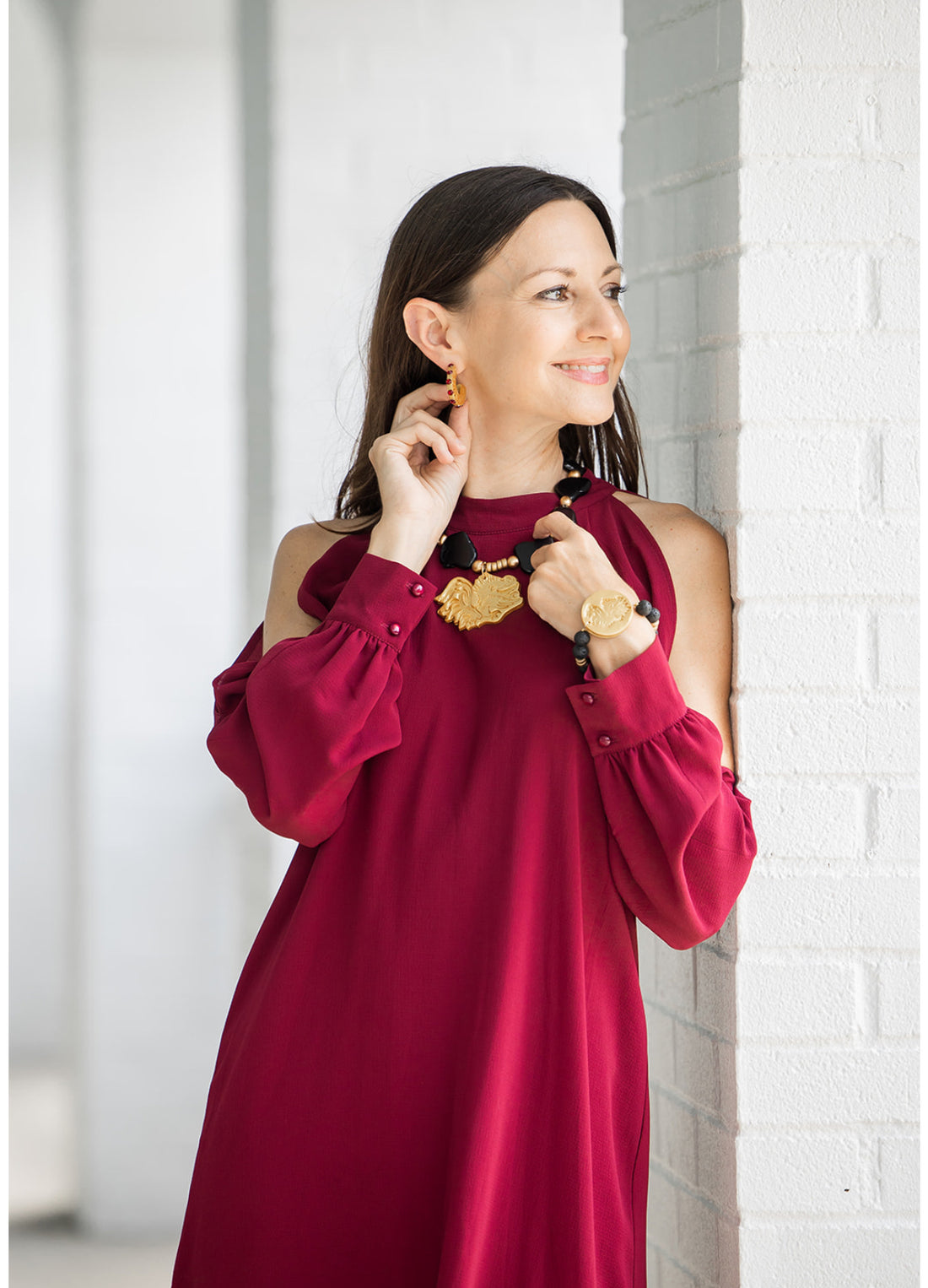 Garnet Double Strand with Gamecock Bracelet