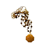 18" Brown Cat Eye Chain with Jerusalem