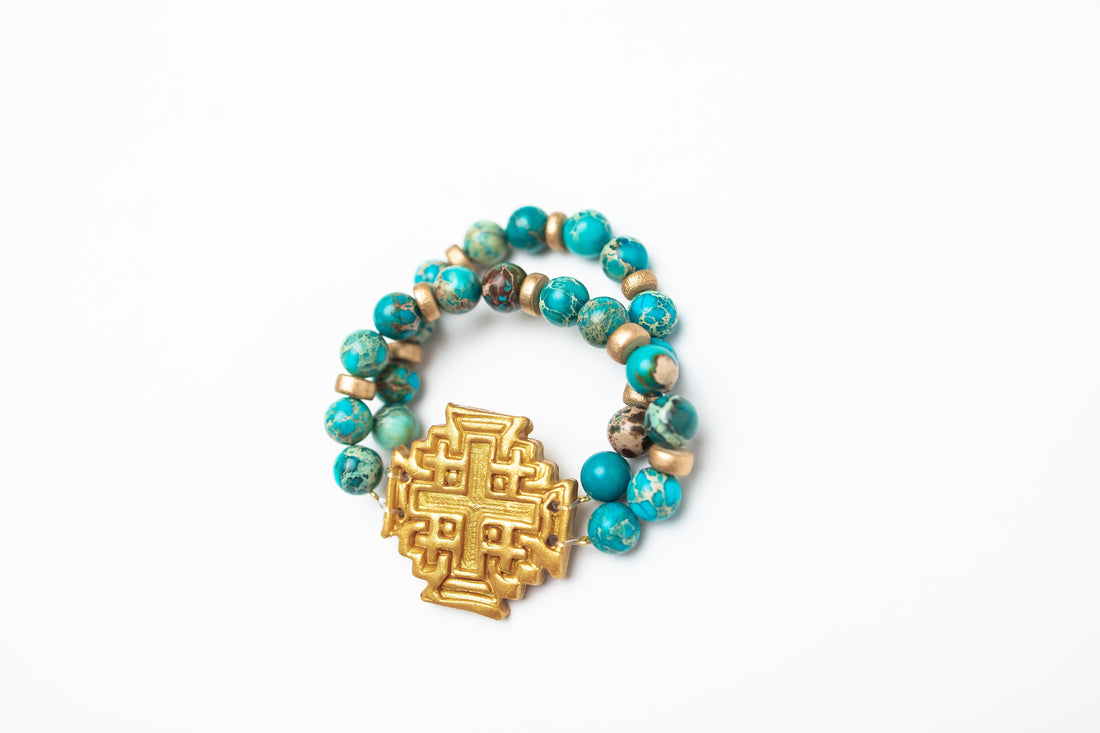 Turquoise Sea Jasper with Jerusalem