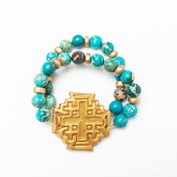 Turquoise Sea Jasper with Jerusalem