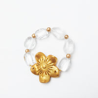 Clear Quartz with Gardenia Blossom Bracelet