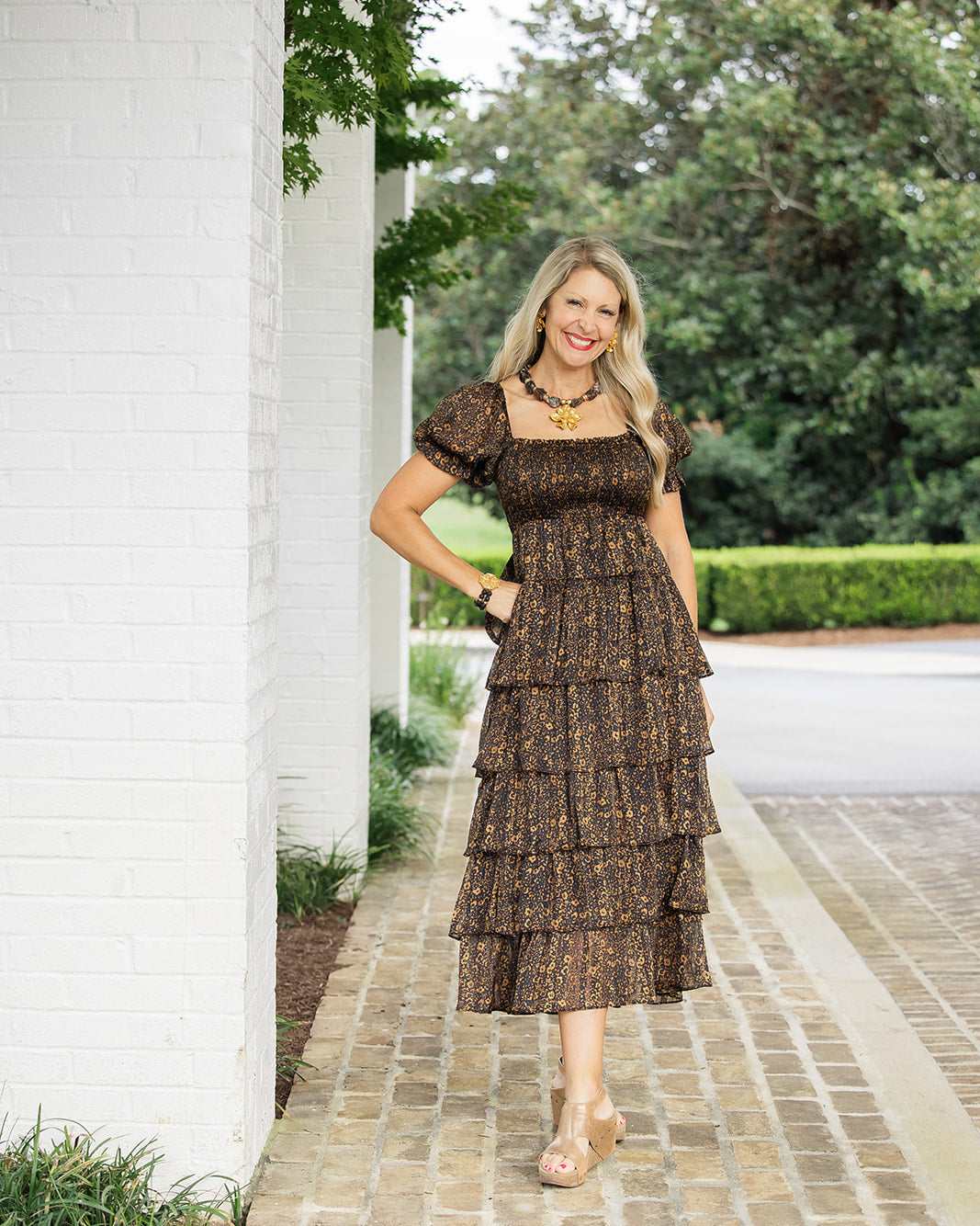 Smokey Quartz with Camellia Blossom Necklace
