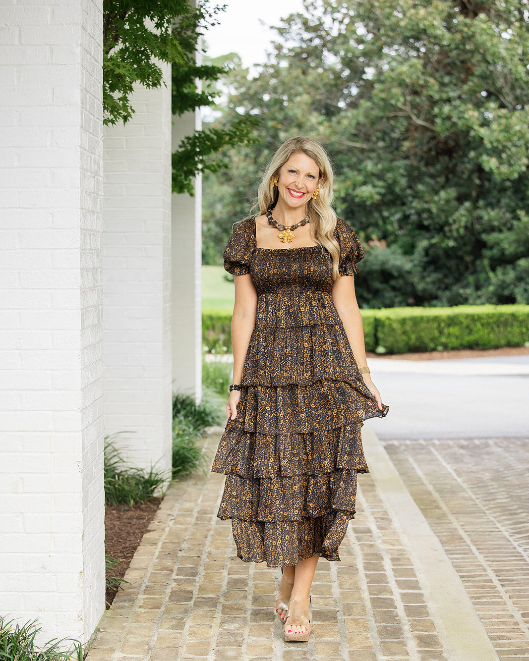 Smokey Quartz with Camellia Blossom Necklace