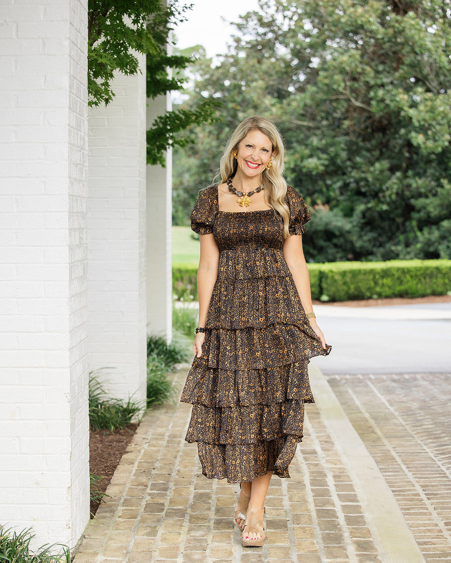Smokey Quartz with Camellia Blossom Necklace