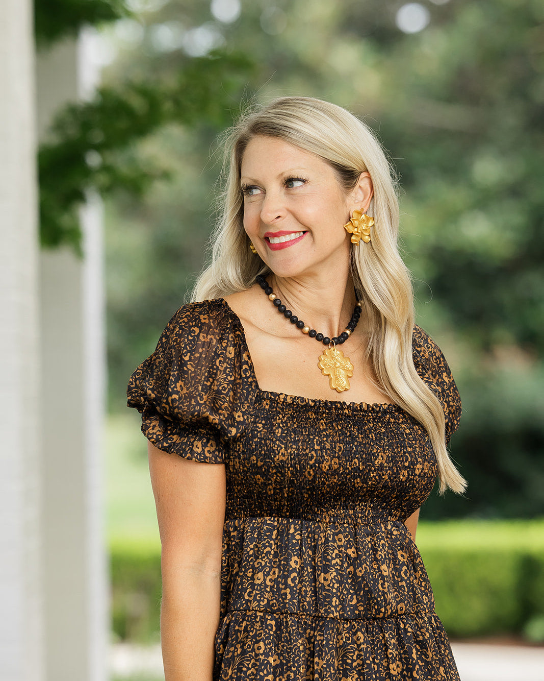 Black Lava with Cherrie Cross Necklace