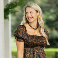 Black Lava with Cherrie Cross Necklace